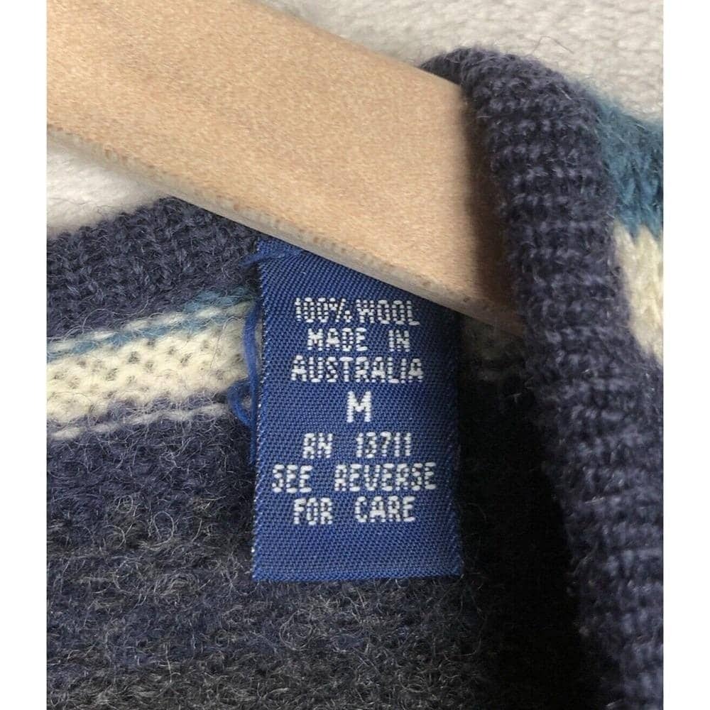 VTG KAREN SCOTT 100% Wool Cardigan Women's Sz M Black Blue Metal Button Sweater - Picture 4 of 13